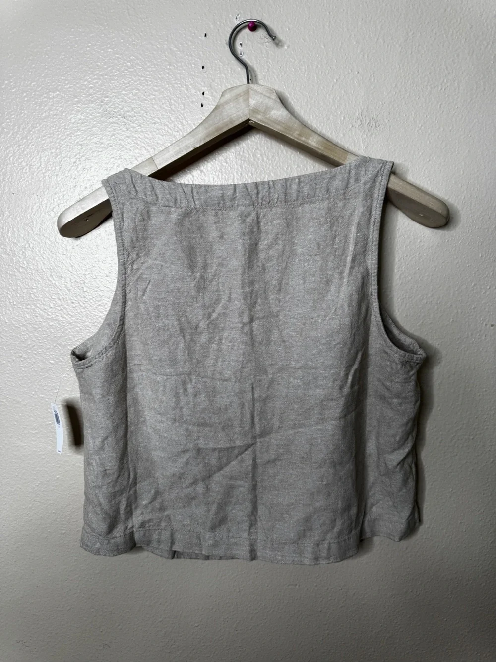 Old Navy Shirt Women's Medium Beige Square Neck Linen-Blend Tank Top NWT - Picture 6 of 6